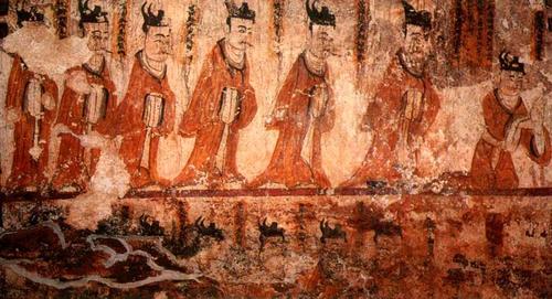Wandbild vom Grab Tŏkhŭng-ni