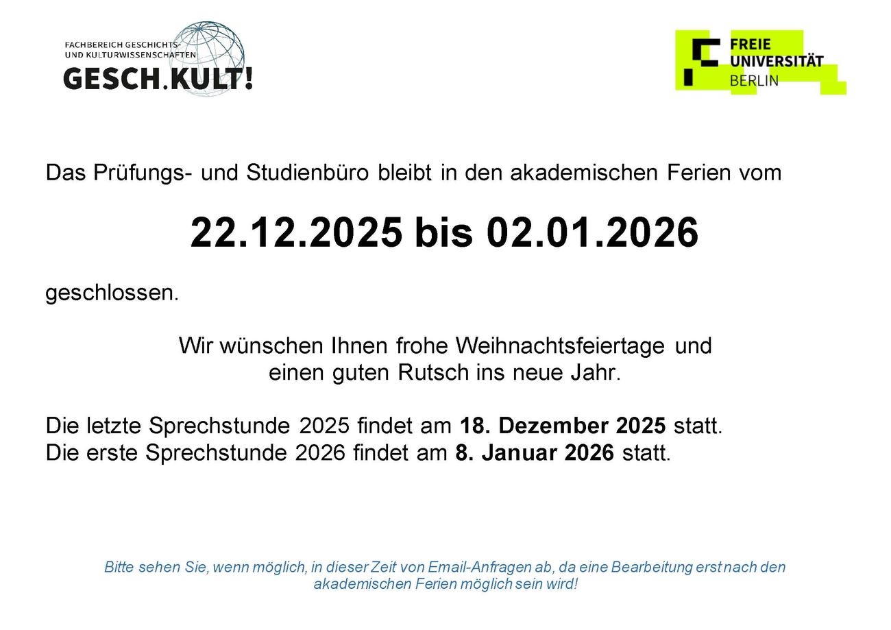 Schließung Prüfungs-Studienbüro akad. Ferien