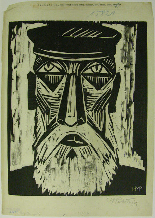 Abb. 2: Max Pechstein, Fischerkopf IX, 1921, Rostock, Kulturhistorisches Museum, Holzschnitt mit der EK-Nummer 15821, © Pechstein Hamburg / Tökendorf