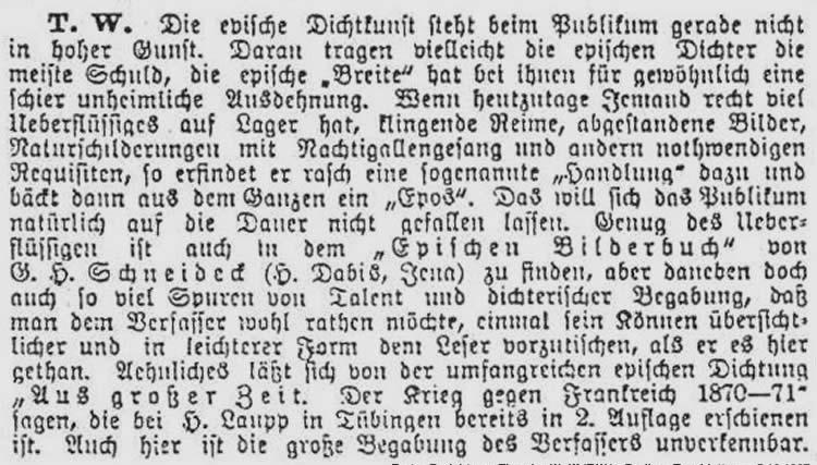 Erster Bericht von Theodor Wolff (T.W.): Berliner Tagesblatt vom 5.12.1887