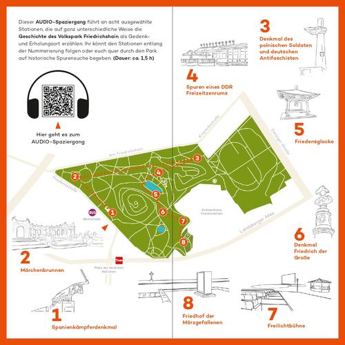 Ein Audio-Spaziergang im Volkspark Friedrichshain Route
