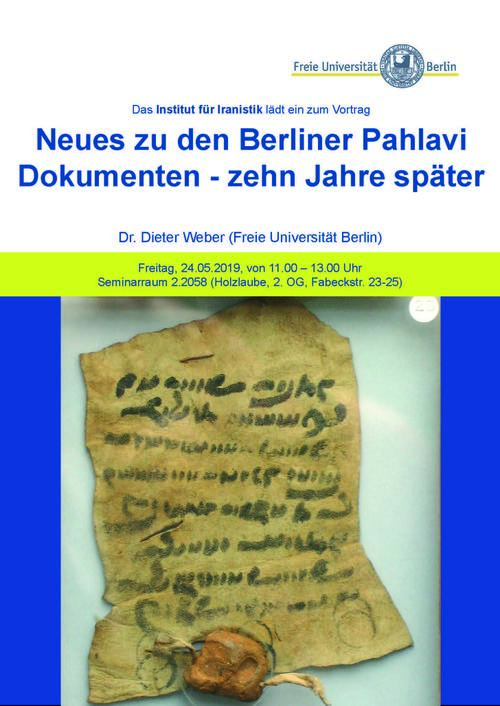 Berliner Pahlavi Dokumenten - zehn Jahre später