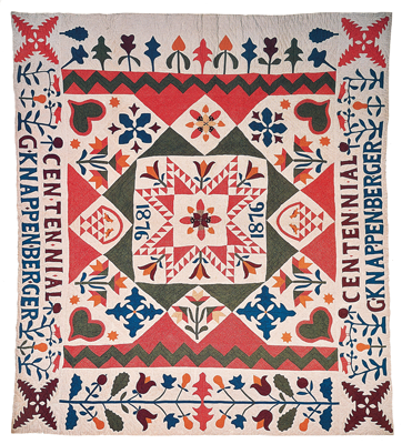 Gertrude Knappenberger(?), Centennial Quilt, Emmaus, Pennsylvania, 1876