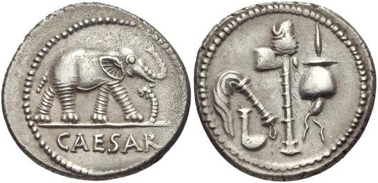 Fig. 1: Denar des C. Iulius Caesar RRC 443/1, 49 v. Chr.