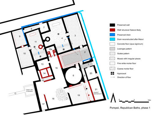 Fig. 4: Republican Baths: reconstruction of the original baths, built after 130/120 BC