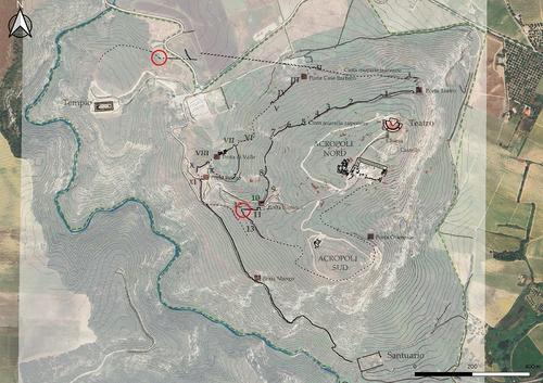 Fig. 1: Segesta, city walls with location of the new excavations (red); Lorenzo Ceruleo, © FU Berlin, Institute of Classical Archaeology_small