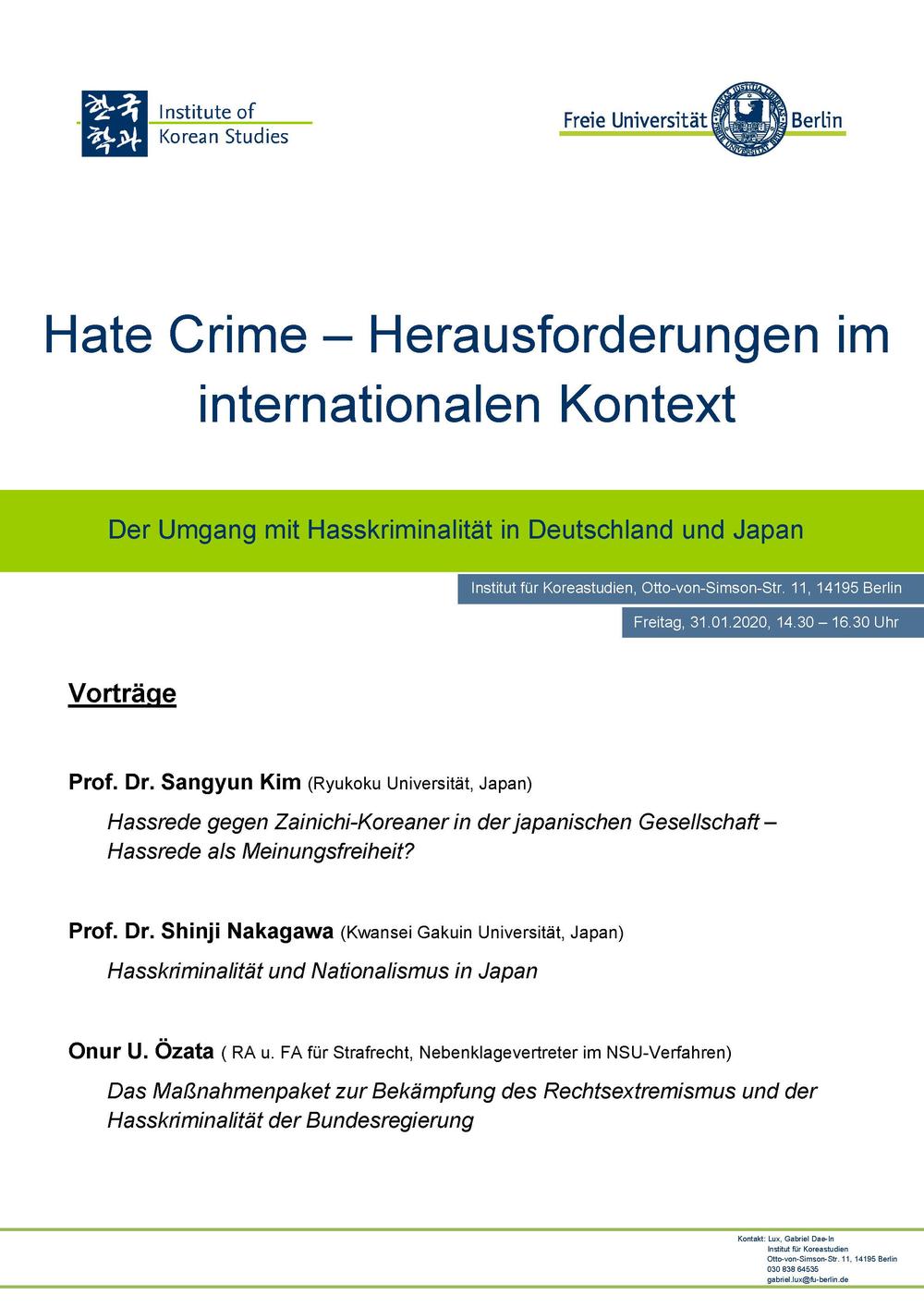 31.01.2020, 14-16 Uhr, Institut für Koreastudien