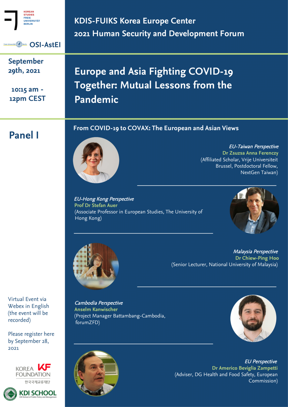 Korea Europe Center 2021 Human Security and Development Forum - Panel I