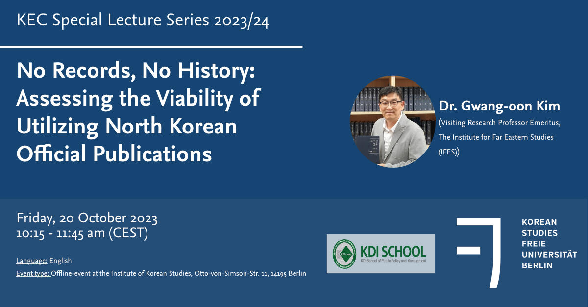 KEC Special Lecture Series on North Korea - Dr. Gwang-oon Kim