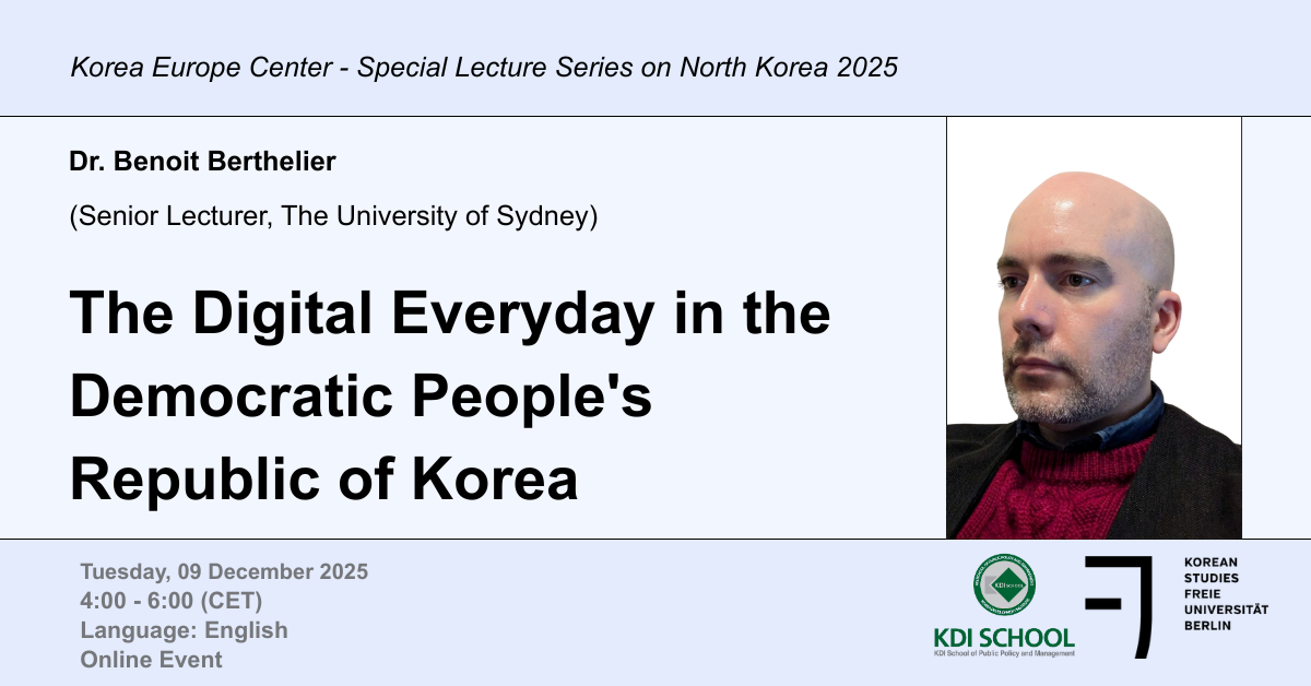 KEC Special Lecture Series on North Korea - Dr. Benoit Berthelier