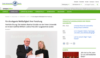 Prof. Dr. Beatrice Gruendler in campus.leben as part of the awarding of Leibniz Prize