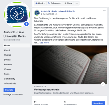 Arabistik@Facebook: Kursangebot