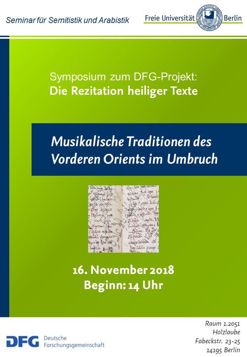 DFG-Projekt - Plakat Musikalische Traditionen des Vorderen Orients im Umbruch