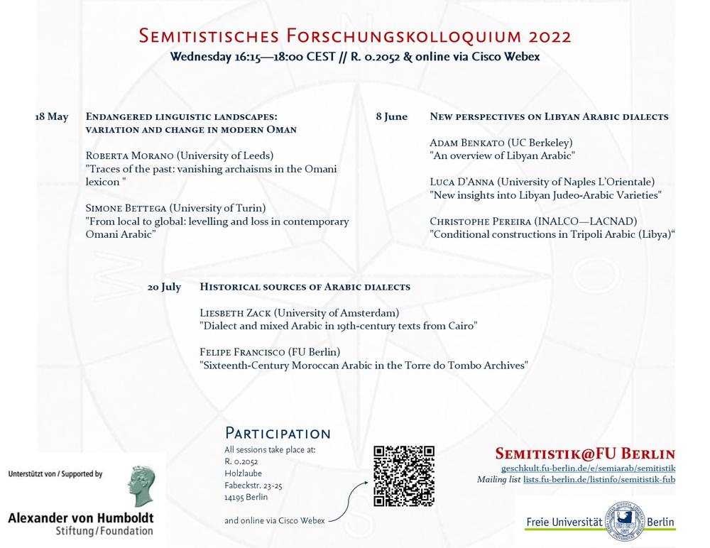 Semitistisches Forschungskolloquium 2022