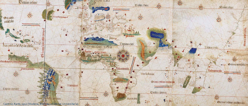 The Cantino planisphere, 1502, Biblioteca Universitaria Estense, Modena, Italy