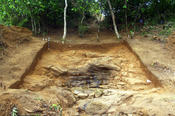 At Bukit Gombak, a water source was discovered where the natural stone was terraced.