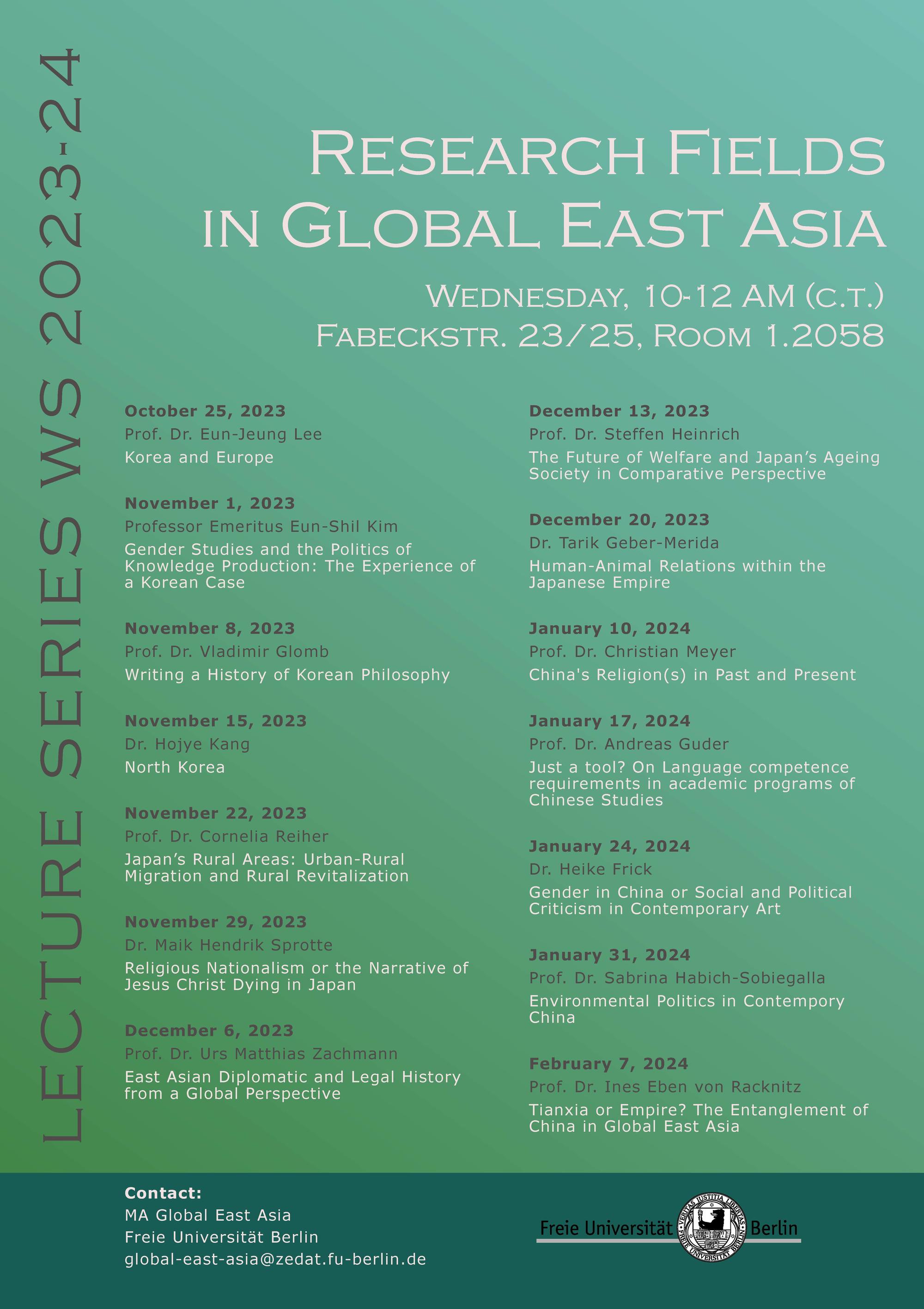 Lecture Series "Research Fields in Global East Asia"