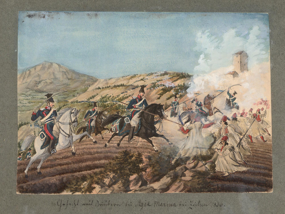 Ludwig Köllnberger, combat with bandits by Agia Marina at Zeitun, 1836