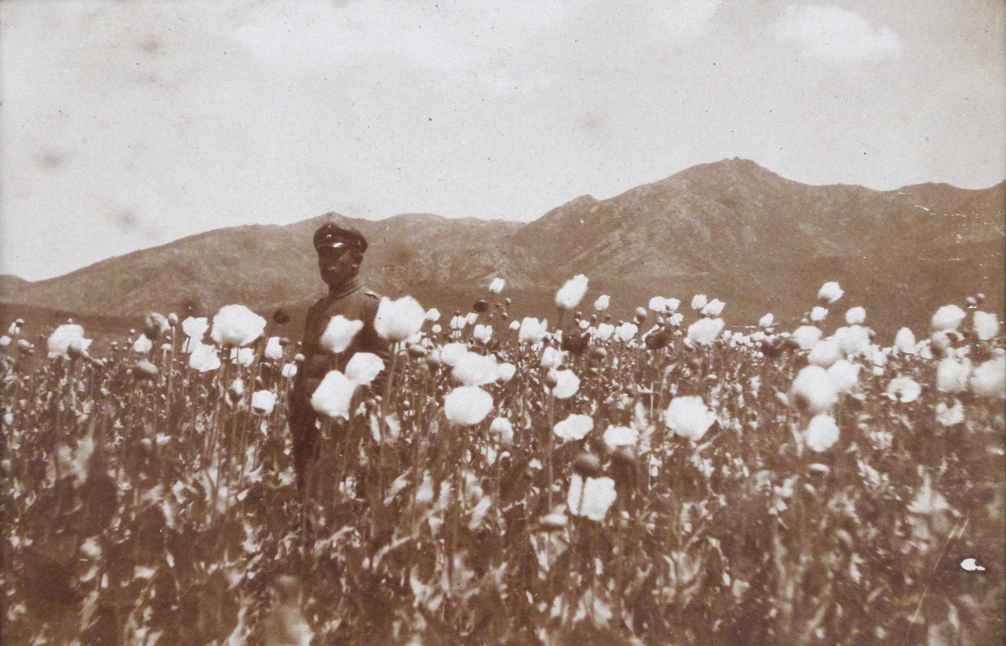 German soldier in Macedonian mountain landscape