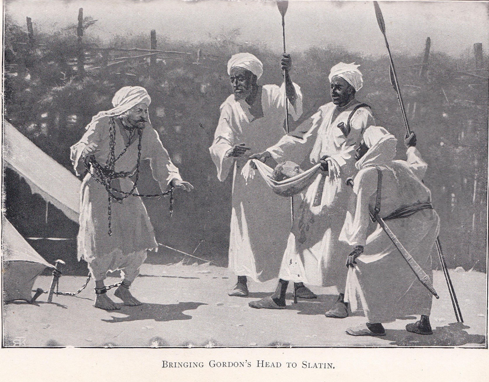 Robert Talbot Kelly, Bringing Gordon's Head to Slatin, in: Rudolf Carl von Slatin, Fire and Sword in the Sudan (1895)