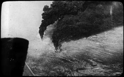 Aerial photograph: burn from oil tanks in the developing area of Ploesti [beginning of December 1916]