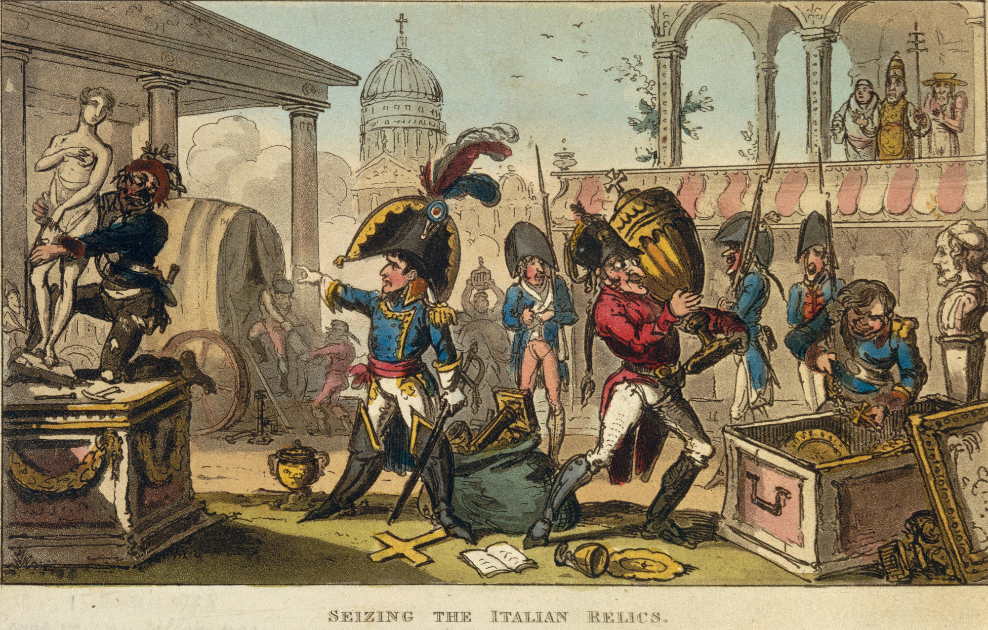 George Cruikshank, Seizing the Italian relics (1814)