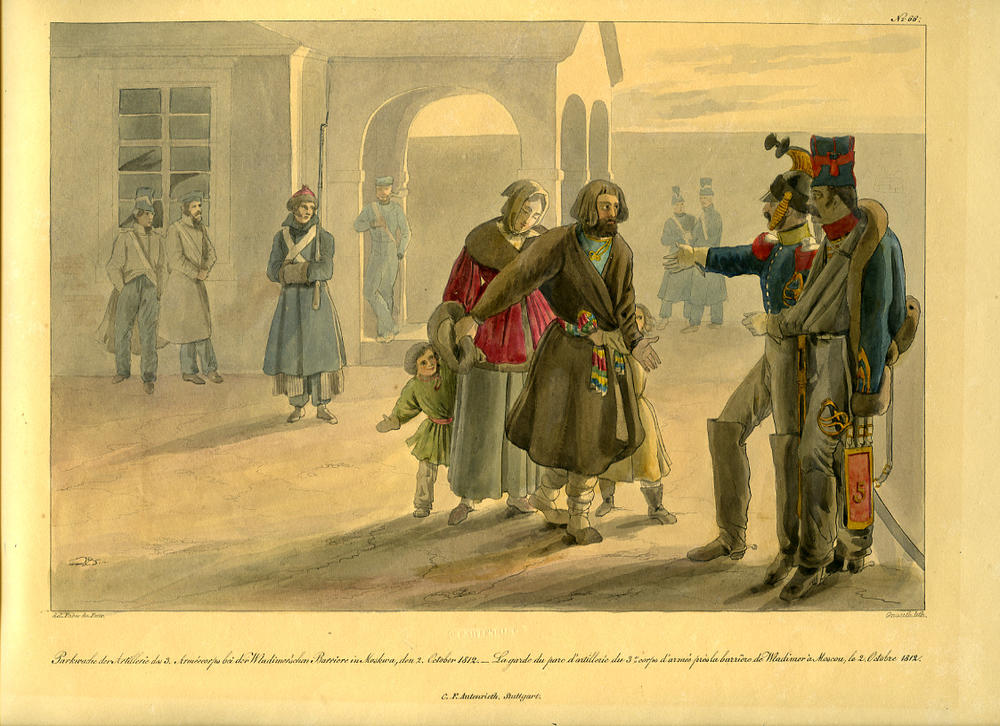 Christian Wilhelm von Faber du Faur (1780-1857), Russian family and guards of the artillery park of the 3rd French army corps in Moscow