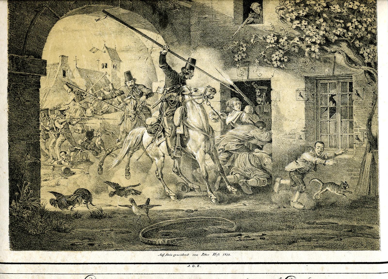 Peter von Hess, Don Cossacks take a French village by surprise (1818)