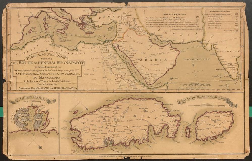 Fairburn's New Chart Exhibiting the Route of General Buonaparte in the Mediterranean Sea (August, 1798)