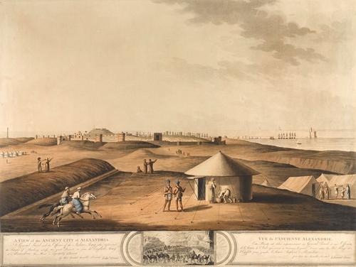 Coloured aquatint by M Merke after William Porter, A view of the Ancient City of Alexandria (1804)