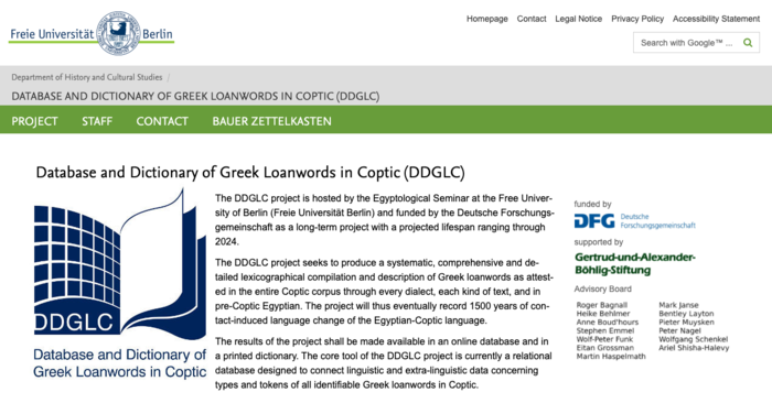 Bild Database and Dictionary of Greek Loanwords in Coptic (DDGLC)