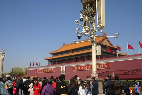 Tiananmen Gate with surveillance cameras.