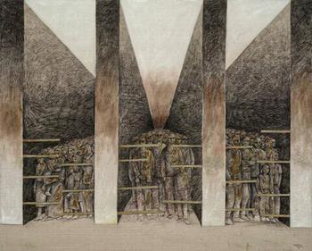 Homeland, by Sliman Mansour, 2010, charcoal on paper