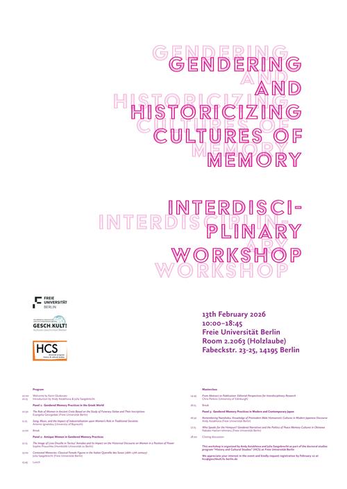 Gendering and Historizing Cultures of Memory Poster